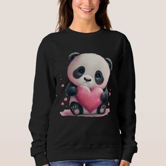 Cute Adorable Baby Panda Love Heart スウェットシャツ (正面)