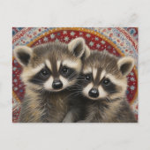 Cute Adorable Baby Raccoons Boho ポストカード (正面)