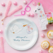 Cute Adorable Birds Carrying Girls Baby Shower  ペーパープレート (パーティー)