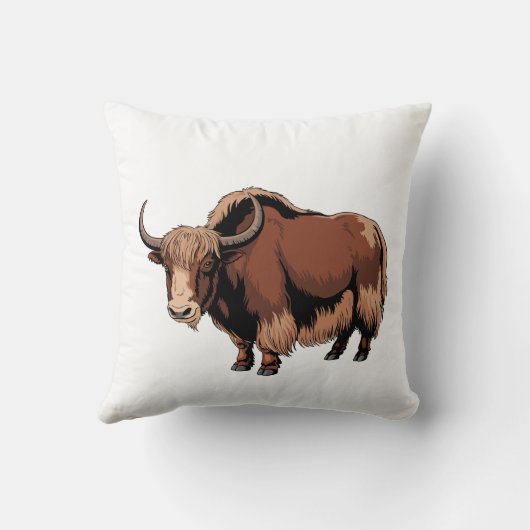Cute & adorable brown Yak  クッション (裏面)