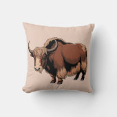 Cute & adorable brown Yak  クッション (正面)