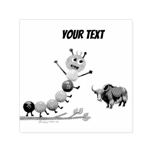 Cute & adorable brown Yak  セルフインキングスタンプ (デザイン)