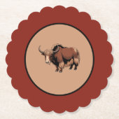 Cute & adorable brown Yak  ペーパーコースター (正面)