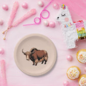 Cute & adorable brown Yak  ペーパープレート (パーティー)