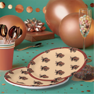 Cute & adorable brown Yak  ペーパープレート