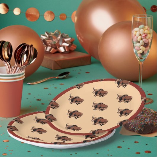 Cute & adorable brown Yak  ペーパープレート (複数)