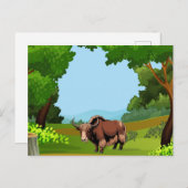 Cute & adorable brown Yak ポストカード (正面/裏面)