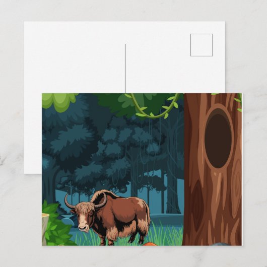 Cute & adorable brown Yak  ポストカード (正面/裏面)