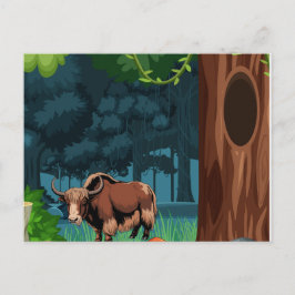 Cute & adorable brown Yak  ポストカード