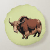 Cute & adorable brown Yak  ラウンドクッション (裏面)