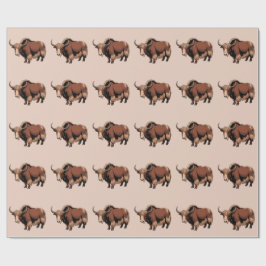 Cute & adorable brown Yak  ラッピングペーパー
