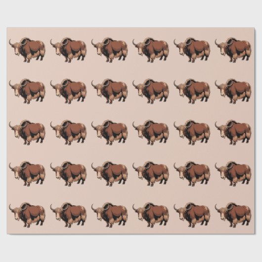 Cute & adorable brown Yak  ラッピングペーパー (フラット)
