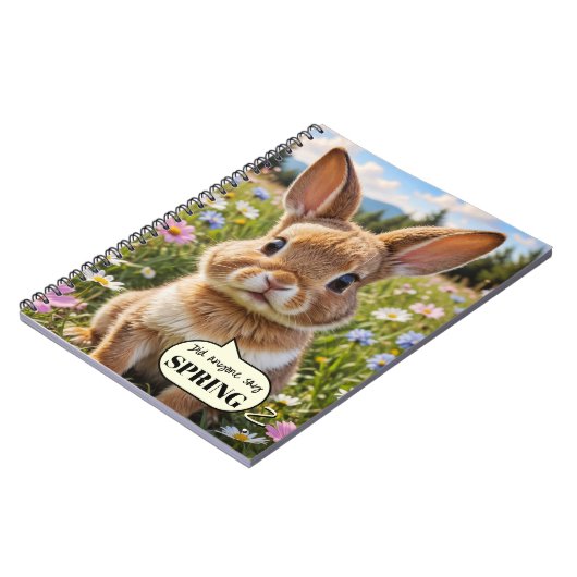 Cute Adorable Bunny Rabbit Spring Notebook ノートブック (左側)