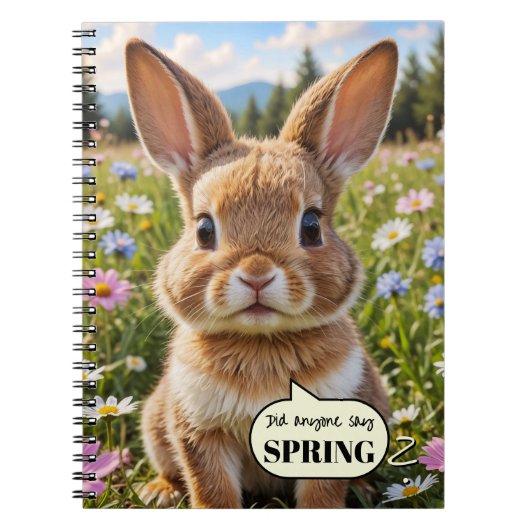 Cute Adorable Bunny Rabbit Spring Notebook ノートブック (正面)
