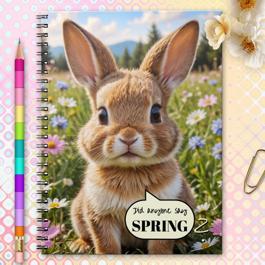 Cute Adorable Bunny Rabbit Spring Notebook ノートブック