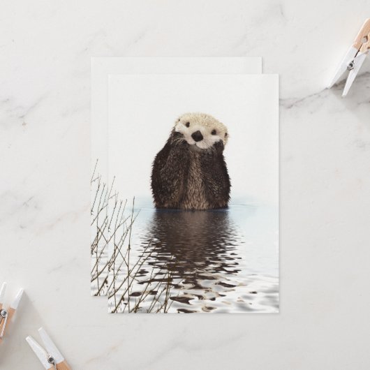 Cute Adorable Fluffy Otter Animal カード (正面/裏面インサイチュ)