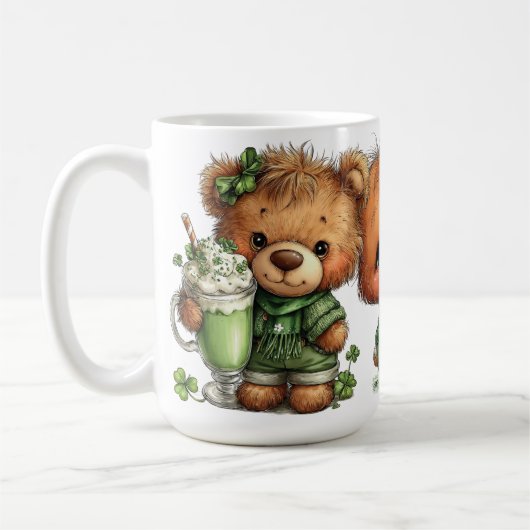 CUTE ADORABLE IRISH DRESSED TEDDY BEARS コーヒーマグカップ (左)