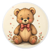Cute adorable little brown bear with tie セラミックノブ (正面)