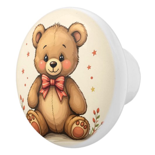 Cute adorable little brown bear with tie セラミックノブ (右)