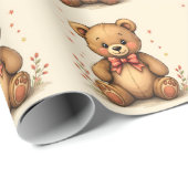 Cute adorable little brown bear with tie ラッピングペーパー (ロールコーナー)