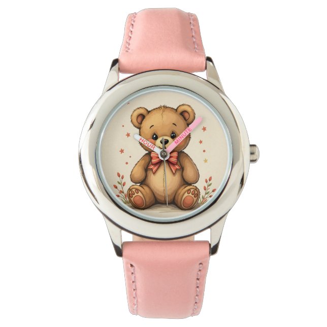 Cute adorable little brown bear with tie 腕時計 (正面)