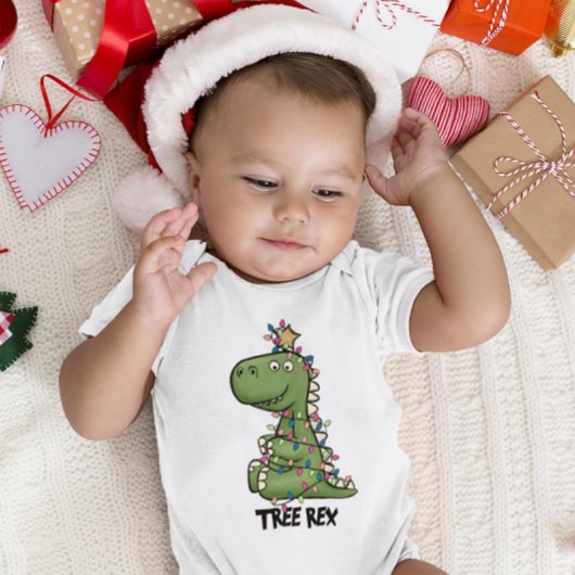 Cute Adorable Merry Christmas TREE REX ベビーTシャツ
