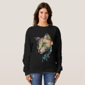 Cute adorable unique watercolor cat スウェットシャツ (正面フル)