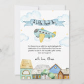 Cute Adventure Awaits Aviator Baby Shower  サンキューカード (正面)
