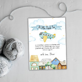 Cute Adventure Awaits Aviator Baby Shower  サンキューカード