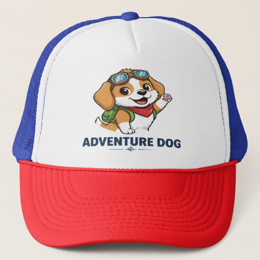 Cute Adventure Dog T-Shirt - Funny Puppy Goggles D キャップ (正面)