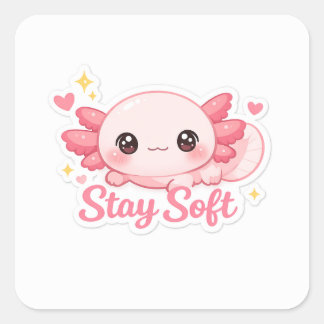 Cute Aesthetic Axolotl スクエアシール