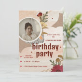 Cute Aesthetic Birthday Invitation Card 案内状 (スタンド正面)