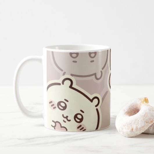 Cute Aesthetic Cream Bear Coffee Mug | Minimalist  コーヒーマグカップ (ドーナツ)
