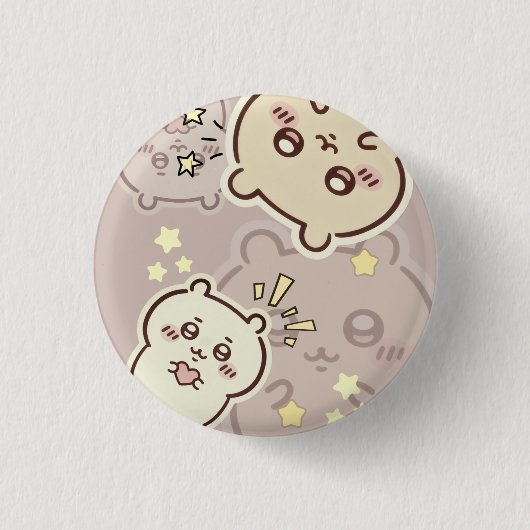 Cute Aesthetic Cream Bear Pin | Minimalist Soft  缶バッジ (正面)