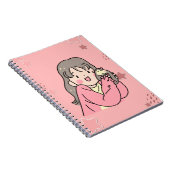 Cute Aesthetic Girl Illustration Pink Spiral Noteb ノートブック (右側)