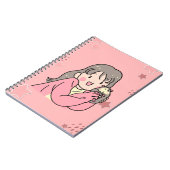 Cute Aesthetic Girl Illustration Pink Spiral Noteb ノートブック (左側)