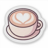  Cute Aesthetic Latte Art Heart Coffee Cup Stick シール (正面)