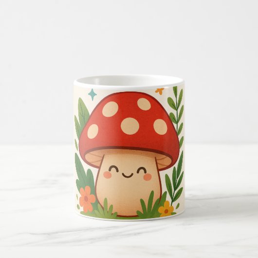 Cute Aesthetic Mushroom Mug コーヒーマグカップ (中央)
