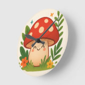 Cute Aesthetic Mushroom Wall Clock ラウンド壁時計 (傾斜)