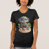 Cute Affenpinscher Succulent | 3D Grey Monkey Dog Tシャツ (正面)