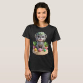 Cute Affenpinscher Succulent | 3D Grey Monkey Dog Tシャツ (正面フル)