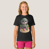 Cute Affenpinscher Succulent | 3D Grey Monkey Dog Tシャツ (正面フル)