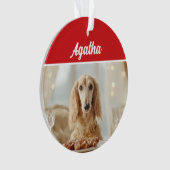 Cute Afghan Hound Dog Holiday Christmas Photo オーナメント (正面)
