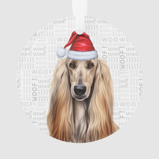 Cute Afghan Hound Dog Holiday Christmas Photo オーナメント (裏面)