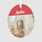 Cute Afghan Hound Dog Holiday Christmas Photo オーナメント (正面)
