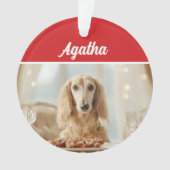 Cute Afghan Hound Dog Holiday Christmas Photo オーナメント (正面)