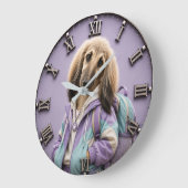 Cute Afghan Hound Puppy ラージ壁時計 (傾斜)