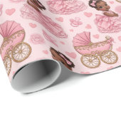 Cute African American Baby Girl Pink ラッピングペーパー (ロールコーナー)