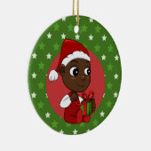 Cute African American baby with a Christmas hat セラミックオーナメント (右)