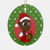 Cute African American baby with a Christmas hat セラミックオーナメント (左)